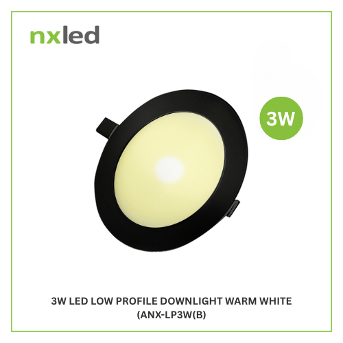 NxLed Round LED Low Profile Downlight 3W Black (ANX-LPR3D(B) / (ANX-LPR3W(B) - Image 2