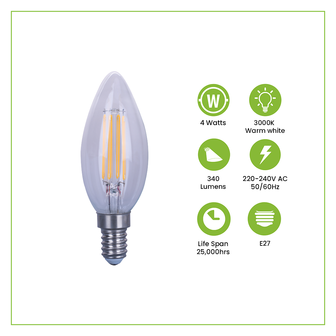 NxLed Filament Bulb - Warm White 4W (ANX-FIL27C4WW) - Image 2
