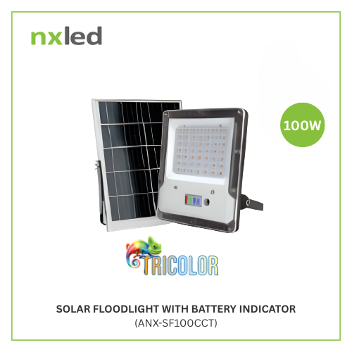 NxLed TRICOLOR Solar Floodlight with Battery Indicator - 100W (ANX-SF100CCT) - Image 2