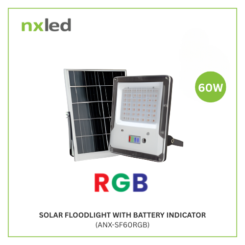 NxLed Solar Floodlight with Battery Indicator - 60W RGB (ANX-SF60RGB) - Image 3