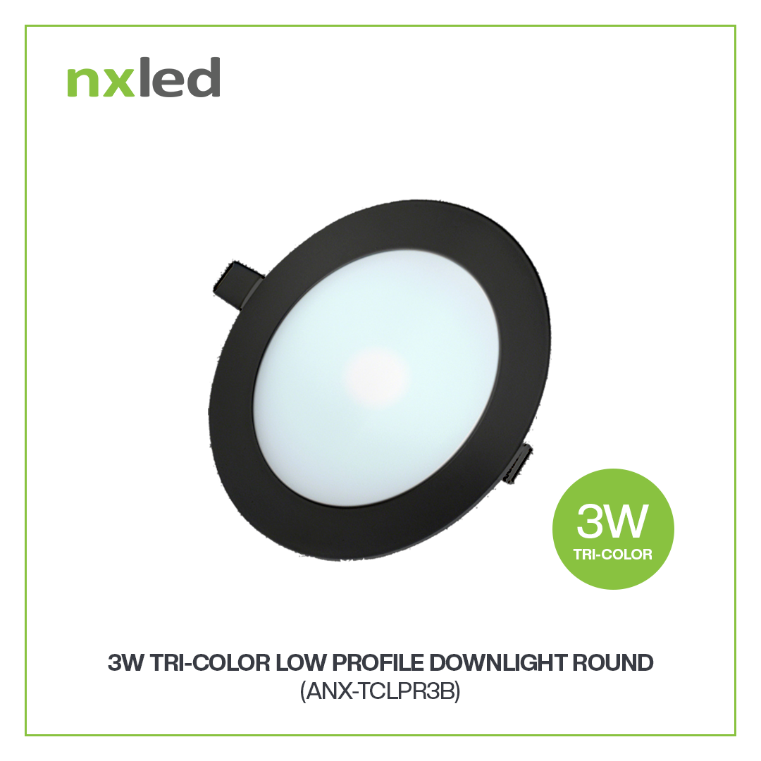 Nxled Round Tri-Color Low Profile Downlight 3W/6W/9W/12/18W (White/Black) - Image 4