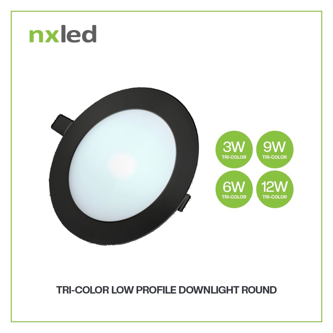 Nxled Round Tri-Color Low Profile Downlight 3W/6W/9W/12/18W (White/Black) - Image 2