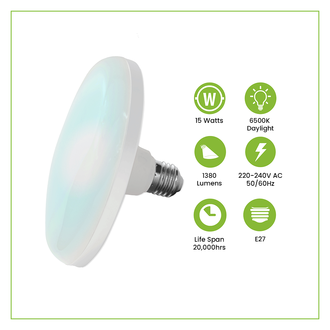 NxLed LED UFO Bulb - Daylight 15W (ANX-UFO15DLV) - Image 2