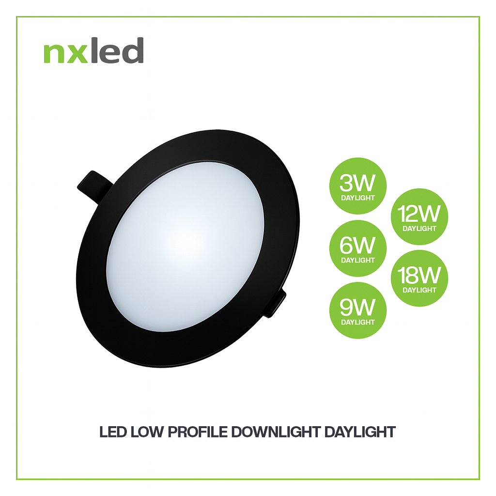 NxLed Round LED Low Profile Downlight 3W Black (ANX-LPR3D(B) / (ANX-LPR3W(B)